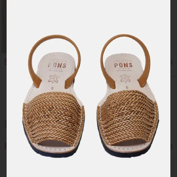 Tan Woven Leather Slingback Sandals - Picture 2 of 2